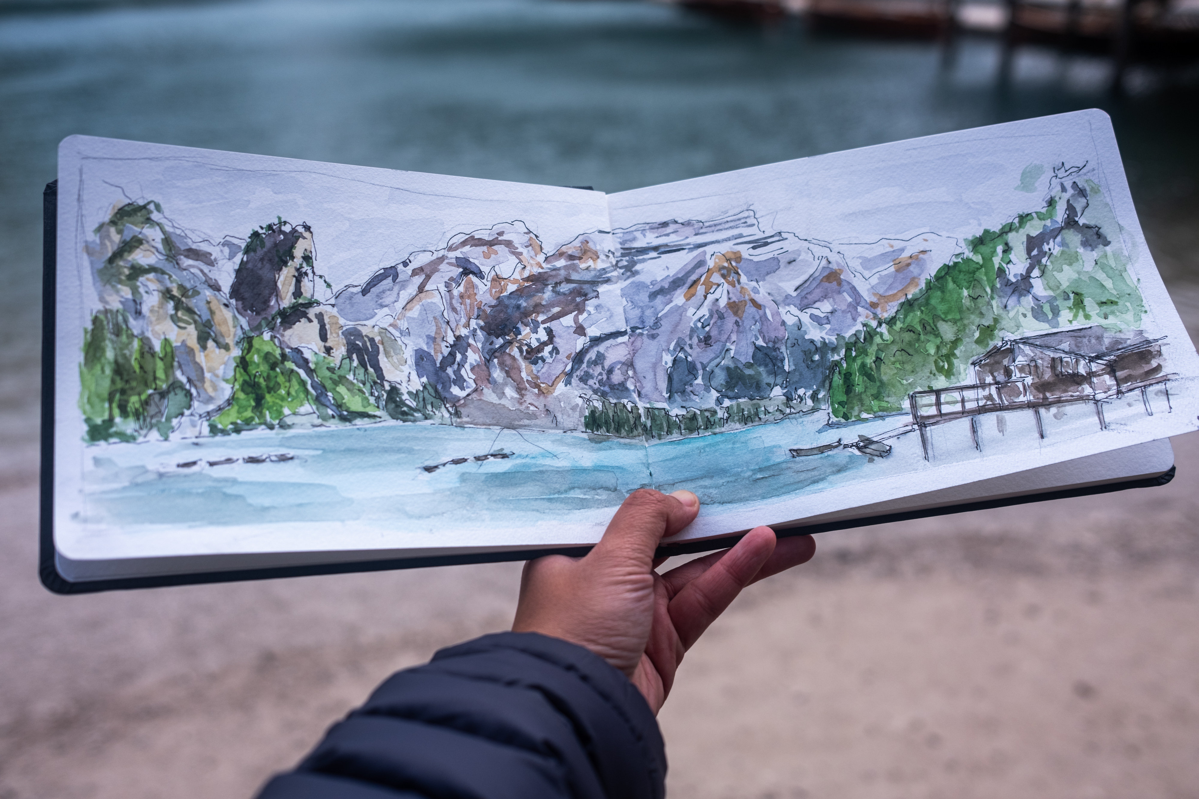 Lago di Braies under grey skies