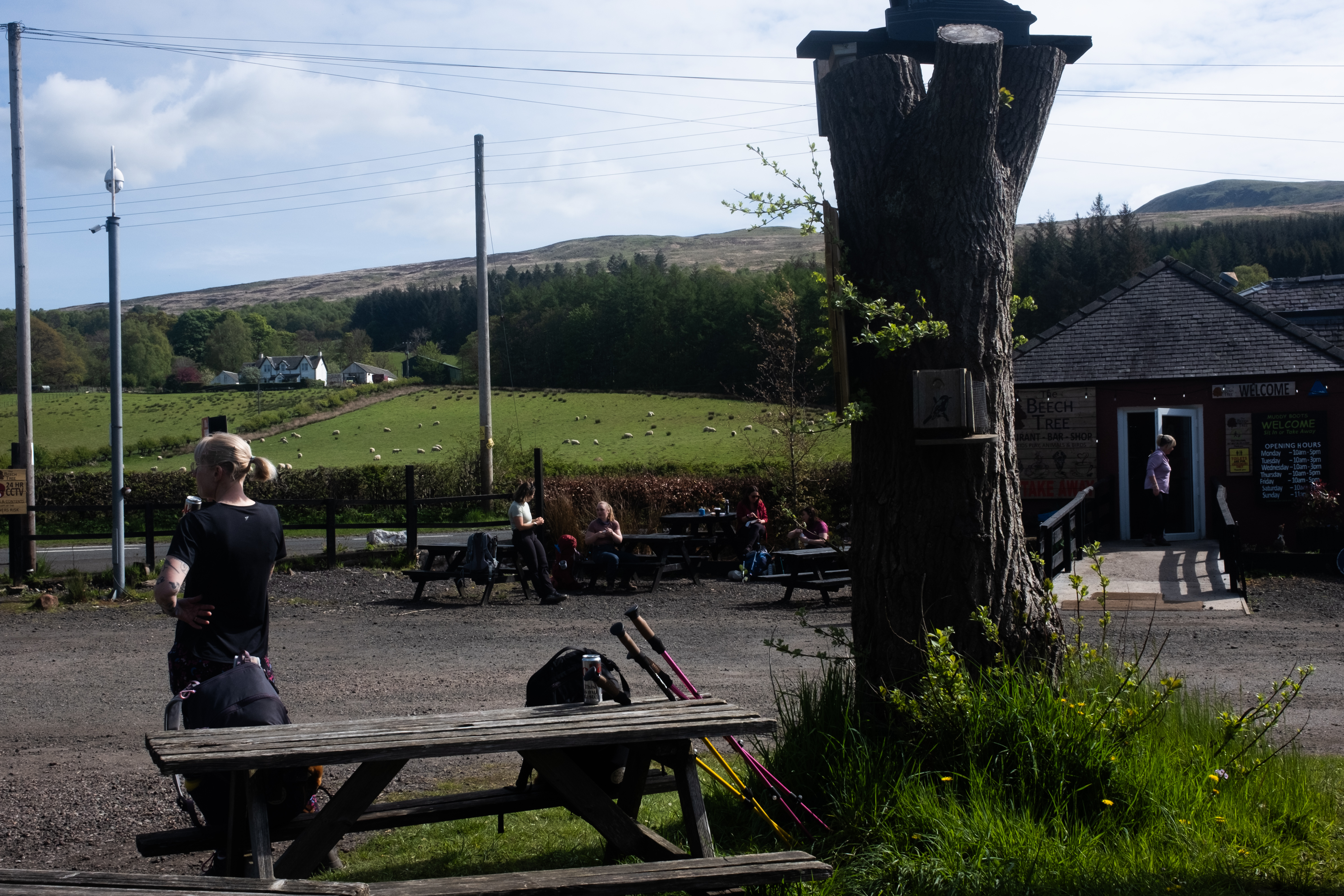 Hikers taking a rest at The Birch Tree
