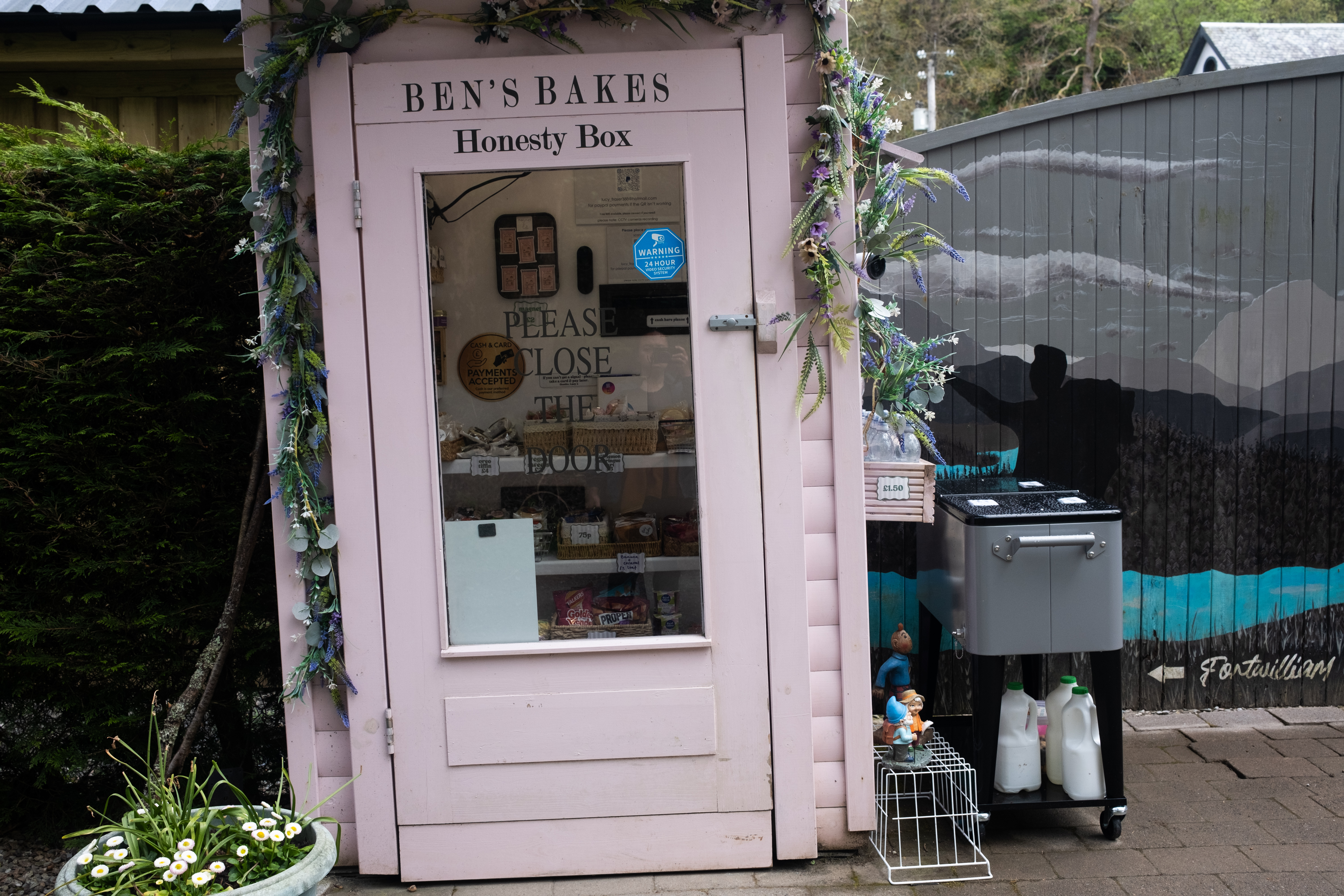 Honesty box, where you can buy fresh baked goods and pay by leaving cash or via PayPal
