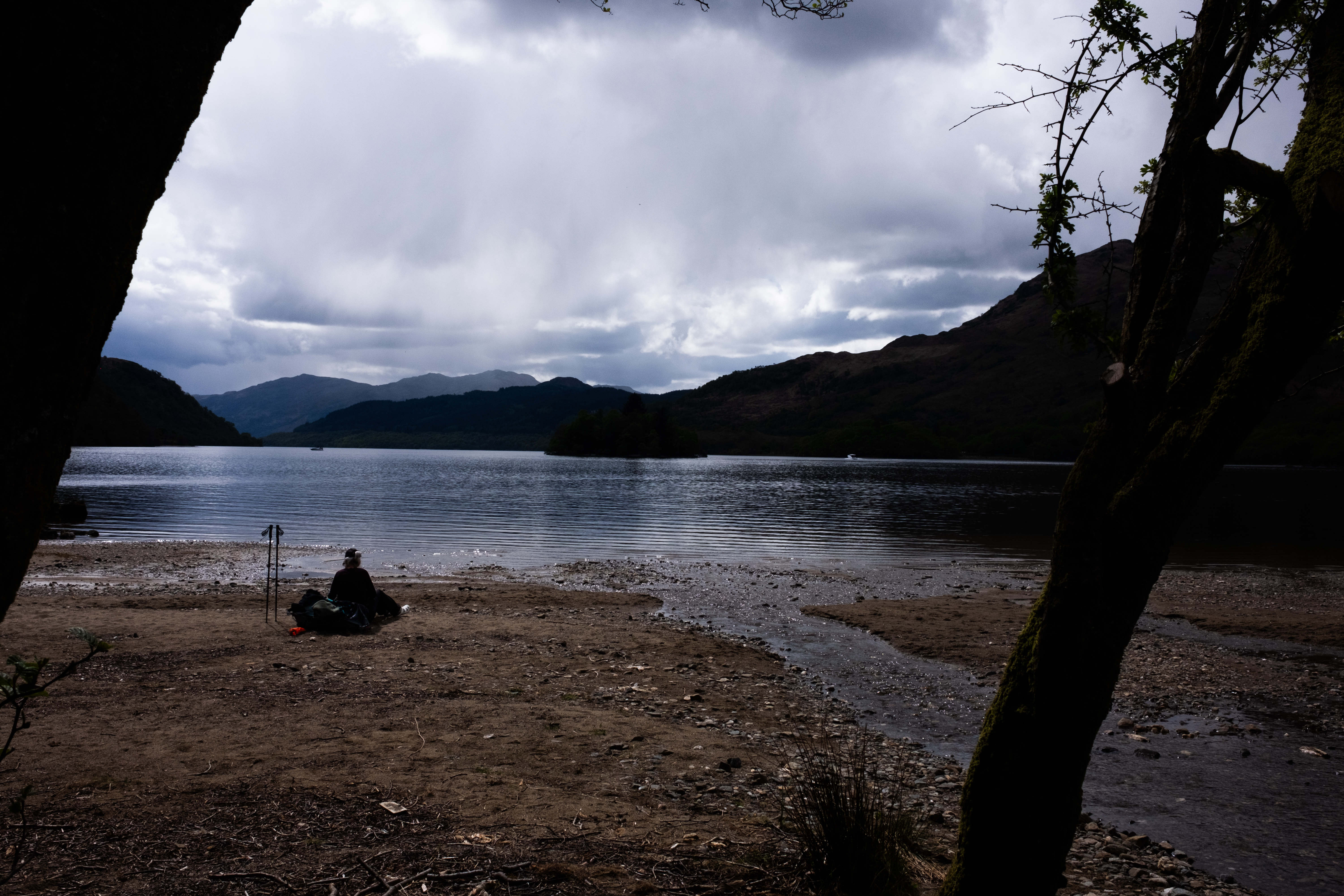 The beach where hikers are resting