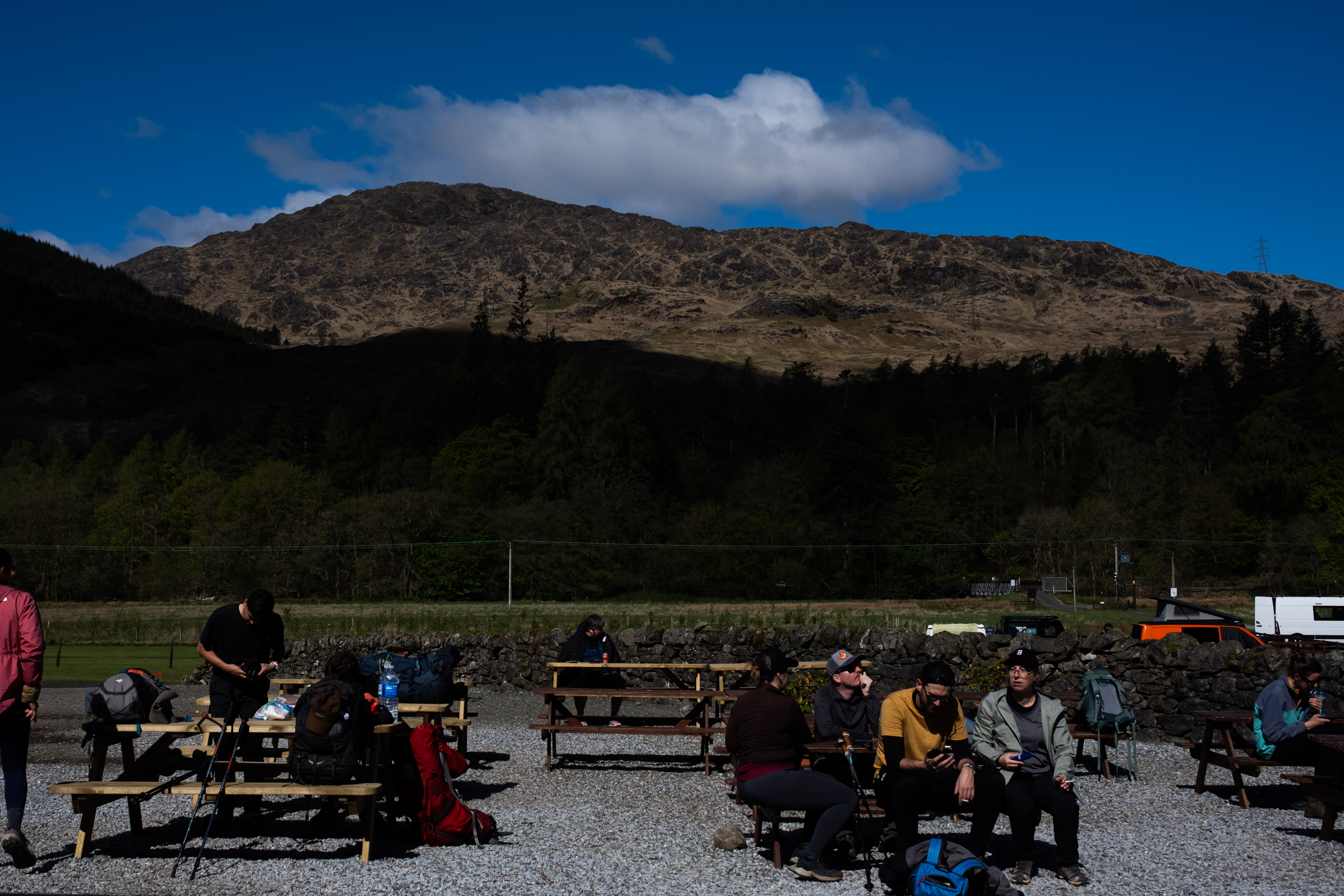 Hikers at Beinglas Campsite